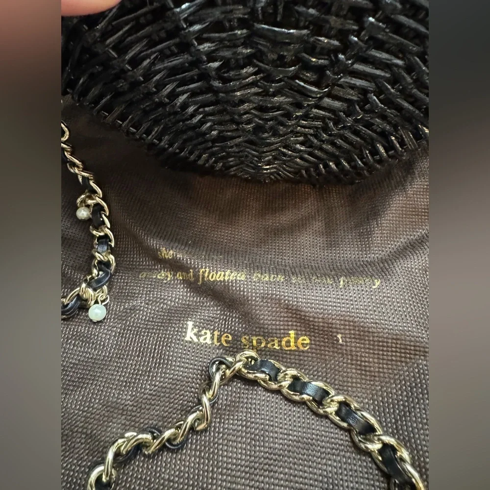 Kate Spade Splash Out Black Wicker Clam Shell Crossbody Or Clutch BEAUTIFUL RARE